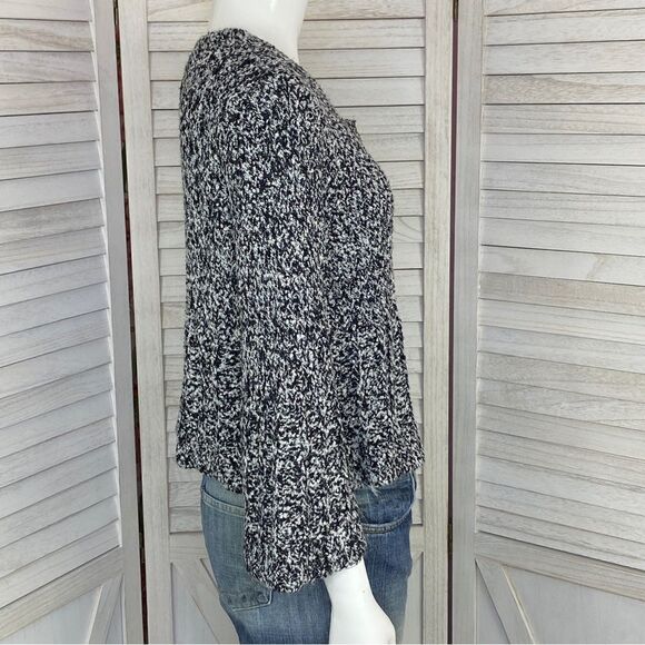 INC International Concepts Boucle Knit Crop Cardigan Sweater Black White Medium - Picture 4 of 10